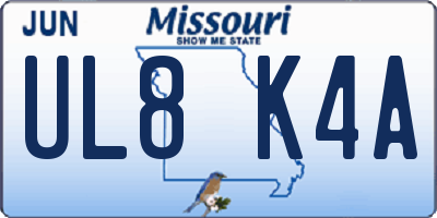 MO license plate UL8K4A
