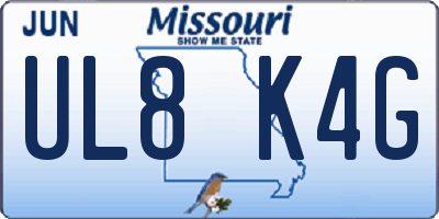 MO license plate UL8K4G