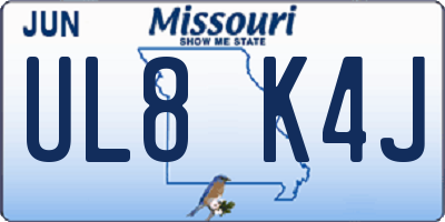 MO license plate UL8K4J