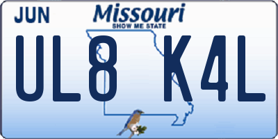 MO license plate UL8K4L