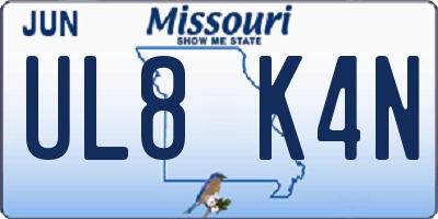 MO license plate UL8K4N