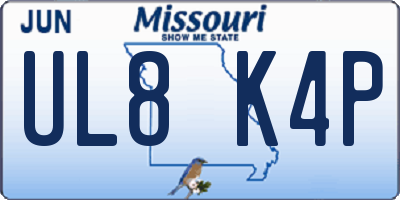 MO license plate UL8K4P