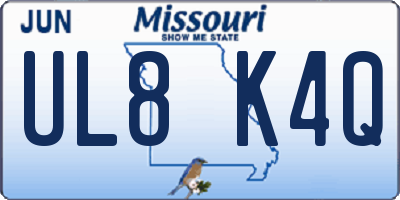 MO license plate UL8K4Q