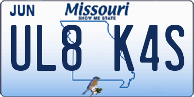 MO license plate UL8K4S