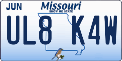 MO license plate UL8K4W