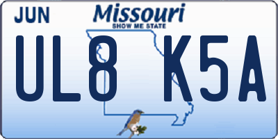 MO license plate UL8K5A