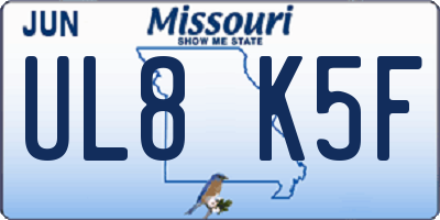 MO license plate UL8K5F