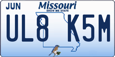 MO license plate UL8K5M