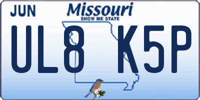 MO license plate UL8K5P