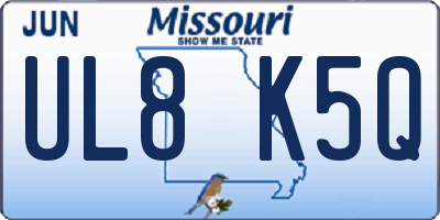 MO license plate UL8K5Q