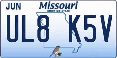 MO license plate UL8K5V
