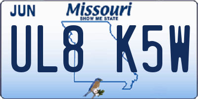 MO license plate UL8K5W