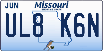 MO license plate UL8K6N