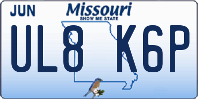 MO license plate UL8K6P