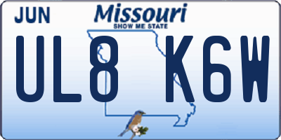 MO license plate UL8K6W