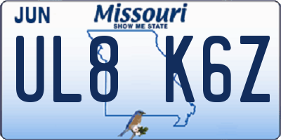 MO license plate UL8K6Z