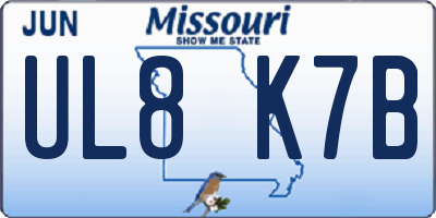 MO license plate UL8K7B