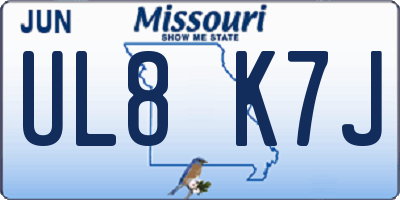 MO license plate UL8K7J