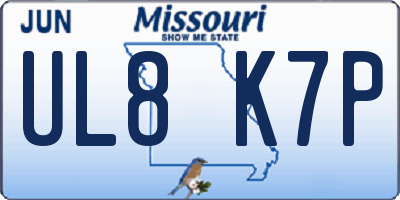 MO license plate UL8K7P
