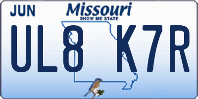 MO license plate UL8K7R