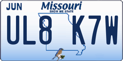 MO license plate UL8K7W