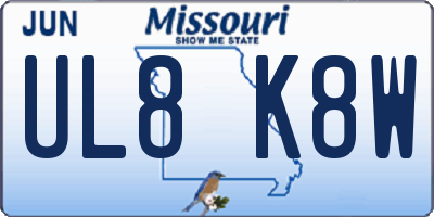 MO license plate UL8K8W