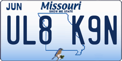 MO license plate UL8K9N