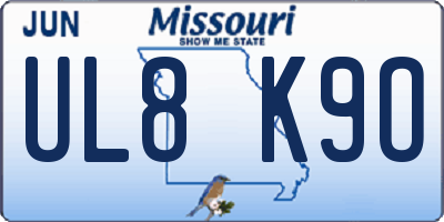 MO license plate UL8K9O