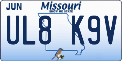 MO license plate UL8K9V