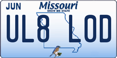 MO license plate UL8L0D