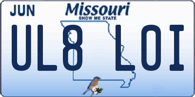 MO license plate UL8L0I