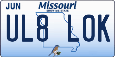 MO license plate UL8L0K