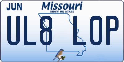 MO license plate UL8L0P