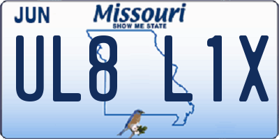 MO license plate UL8L1X
