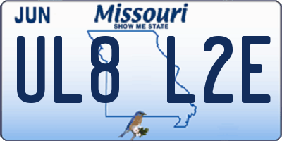 MO license plate UL8L2E