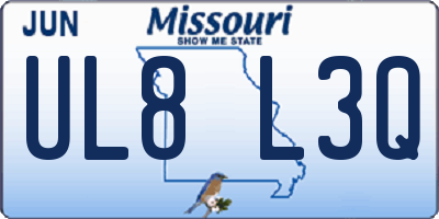 MO license plate UL8L3Q