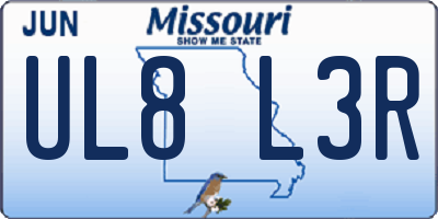 MO license plate UL8L3R