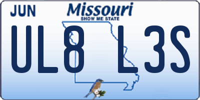 MO license plate UL8L3S