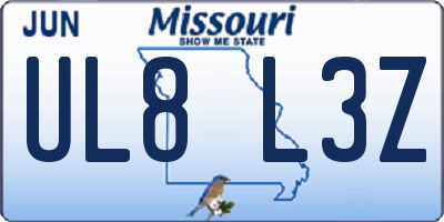 MO license plate UL8L3Z