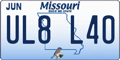MO license plate UL8L4O