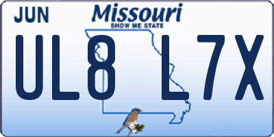 MO license plate UL8L7X