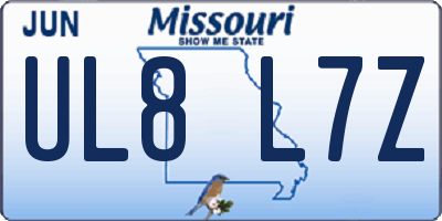 MO license plate UL8L7Z