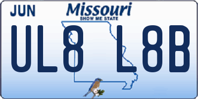 MO license plate UL8L8B