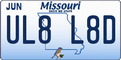 MO license plate UL8L8D