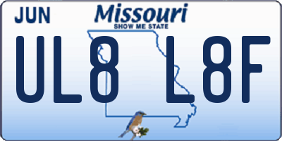 MO license plate UL8L8F
