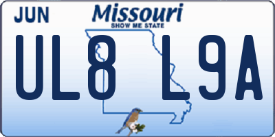 MO license plate UL8L9A