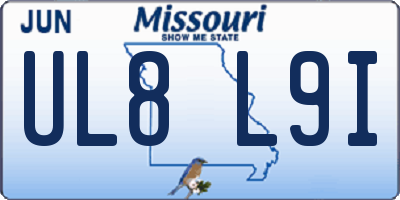 MO license plate UL8L9I