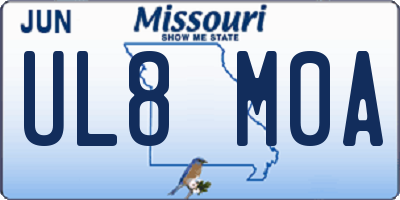 MO license plate UL8M0A