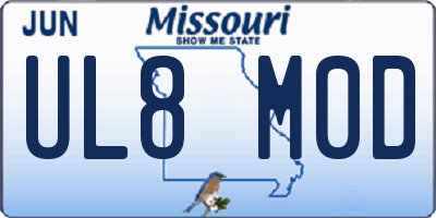 MO license plate UL8M0D