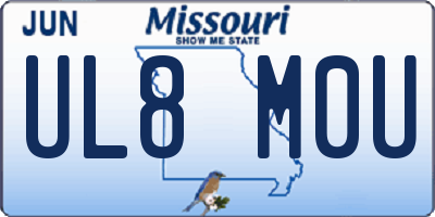MO license plate UL8M0U